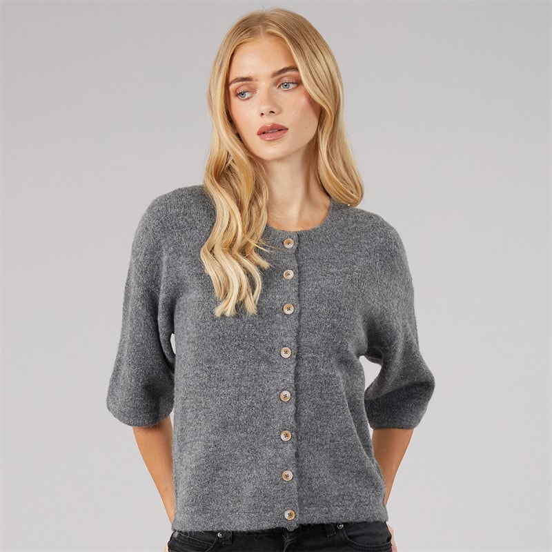 Dame marshal kortærmet cardigan Charcoal Melange - Billede 1