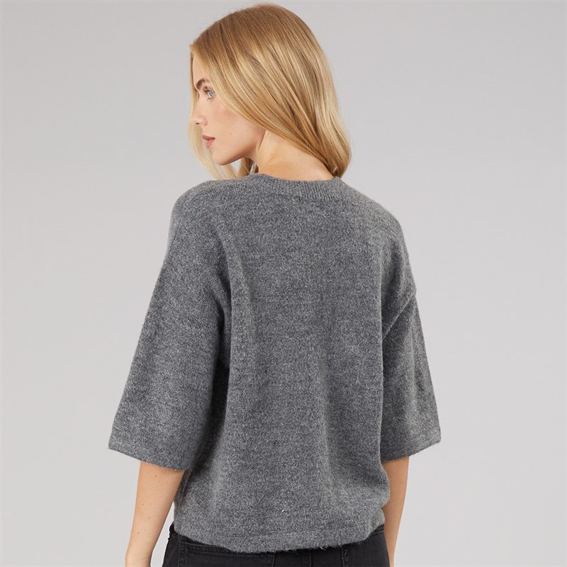 Dame marshal kortærmet cardigan Charcoal Melange - Billede 2
