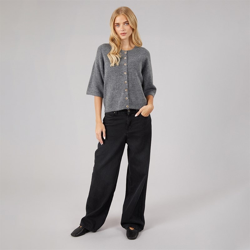 Dame marshal kortærmet cardigan Charcoal Melange - Billede 4