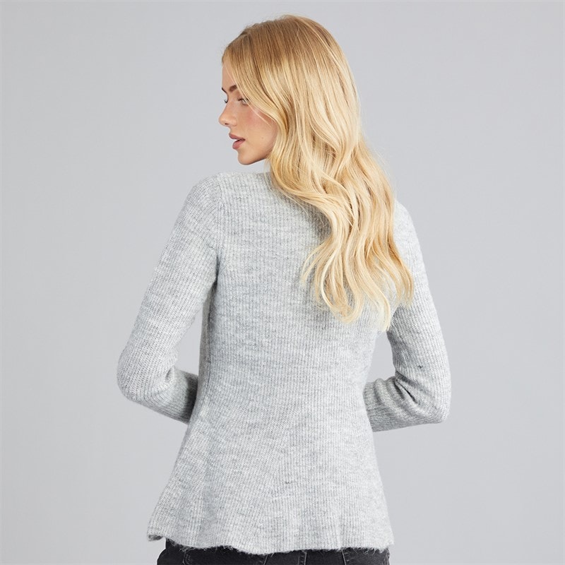 Dame penny peplum cardigan Light Grey Melange - Billede 2