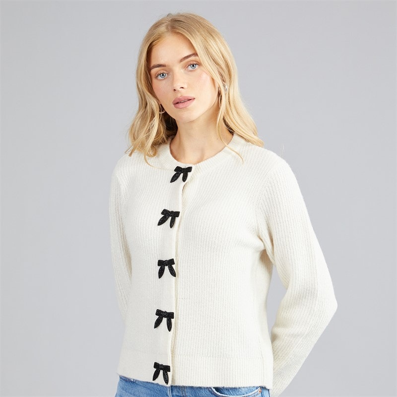 Brave Soul Dame akly paliet-bue cardigan - Ivory