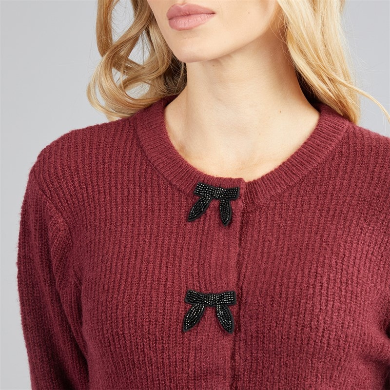 Dame akly paliet-bue cardigan Wine - Billede 3