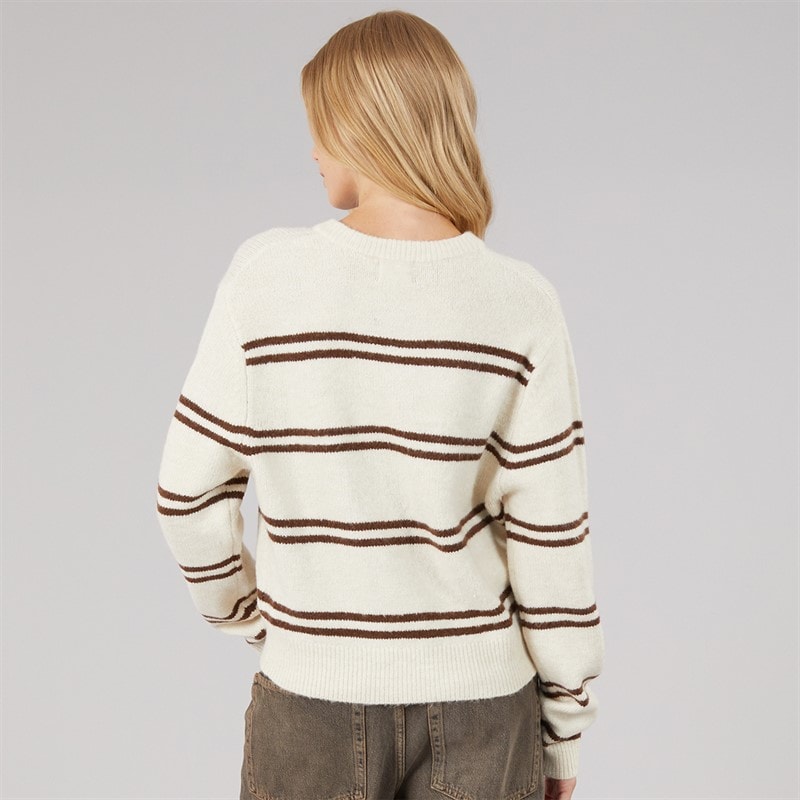 Dame elliot stribet cardigan Stone/Brun Stripe - Billede 2