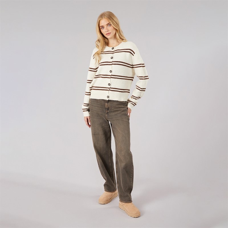 Dame elliot stribet cardigan Stone/Brun Stripe - Billede 5