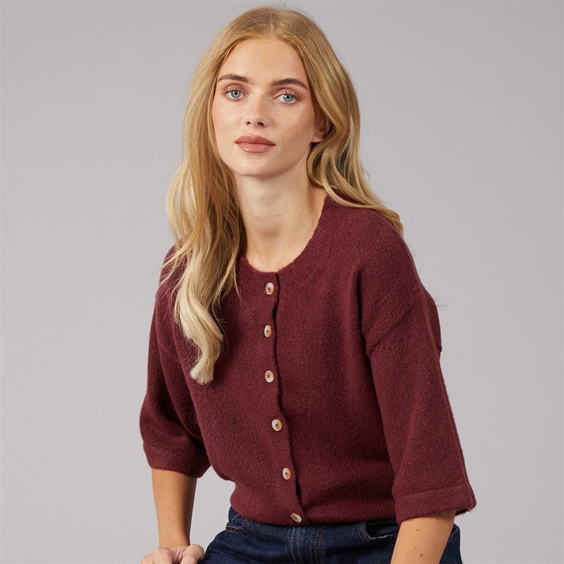 Dame marshal kortærmet cardigan Aubergine - Billede 1