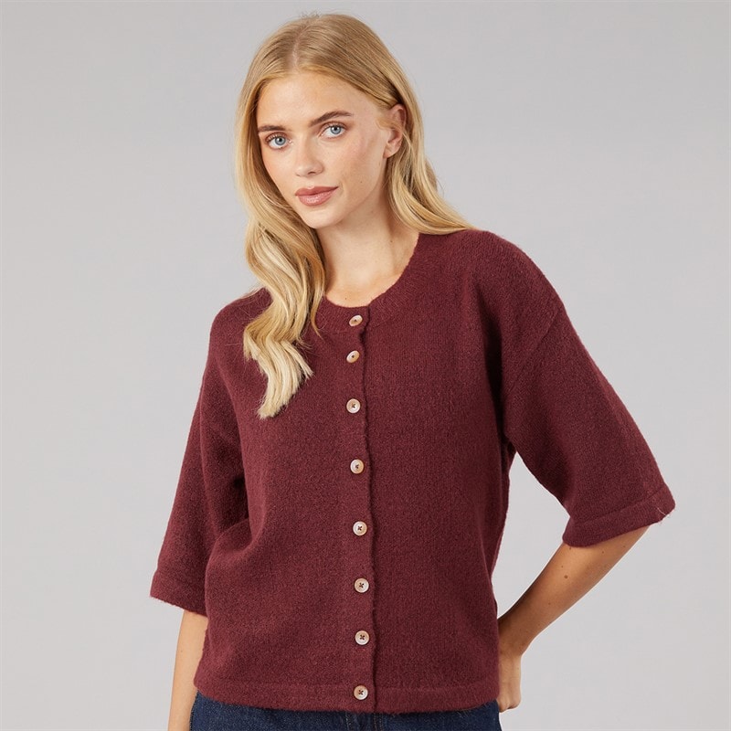Dame marshal kortærmet cardigan Aubergine - Billede 3