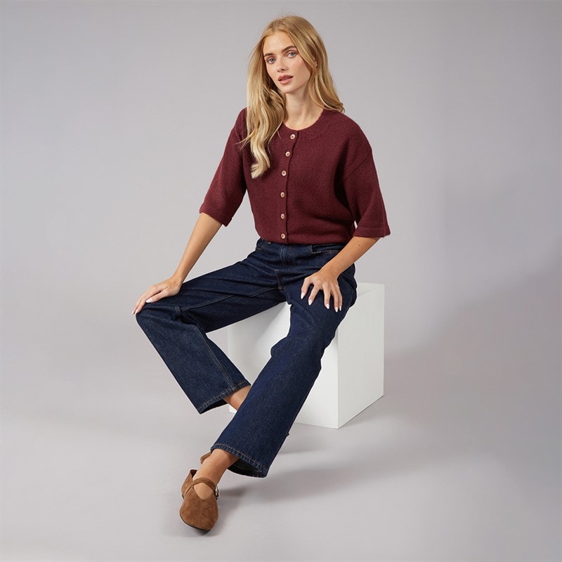 Dame marshal kortærmet cardigan Aubergine - Billede 4