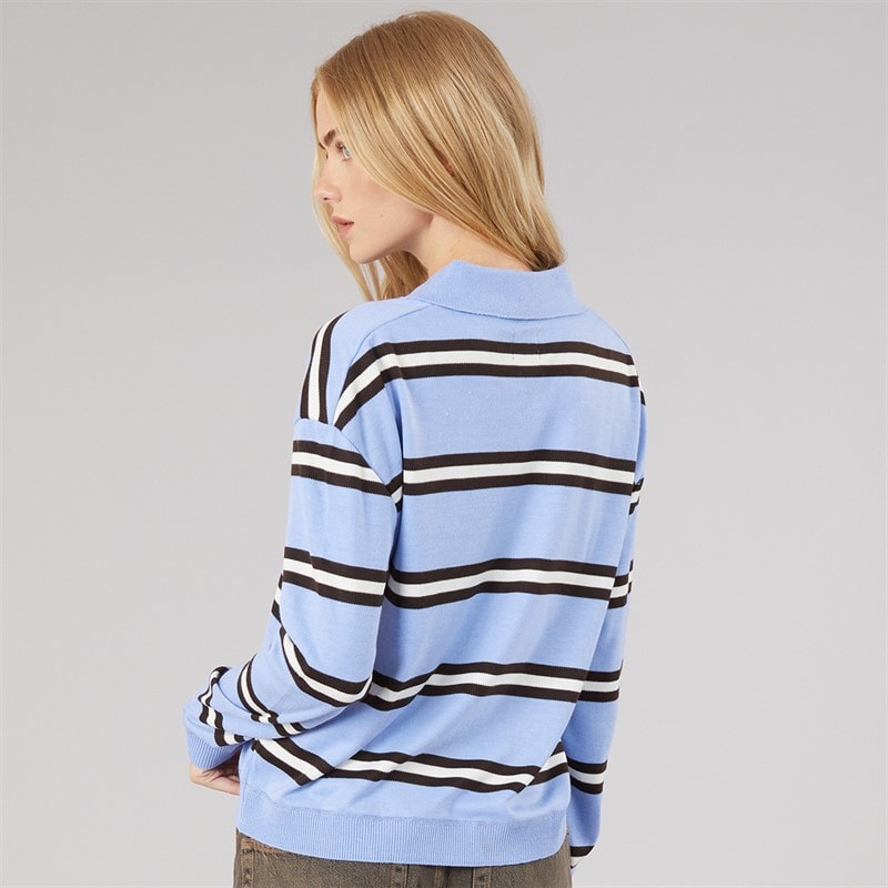 Dame jerico strikket poloshirt lys blå/brun/elfenben Hellblå/Brun/Ivory - Billede 2