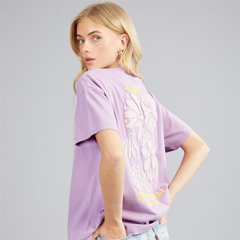 Brave Soul Dame luksus printet t-shirt - Purple Acid Wash/Lilac