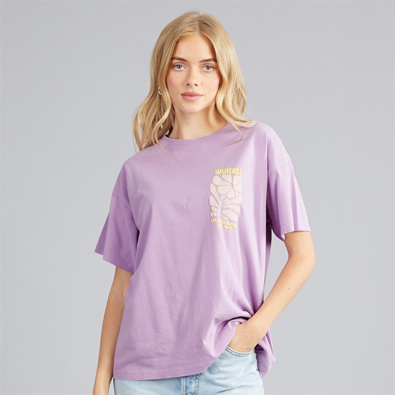Dame luksus printet t-shirt Purple Acid Wash/Lilac - Billede 2