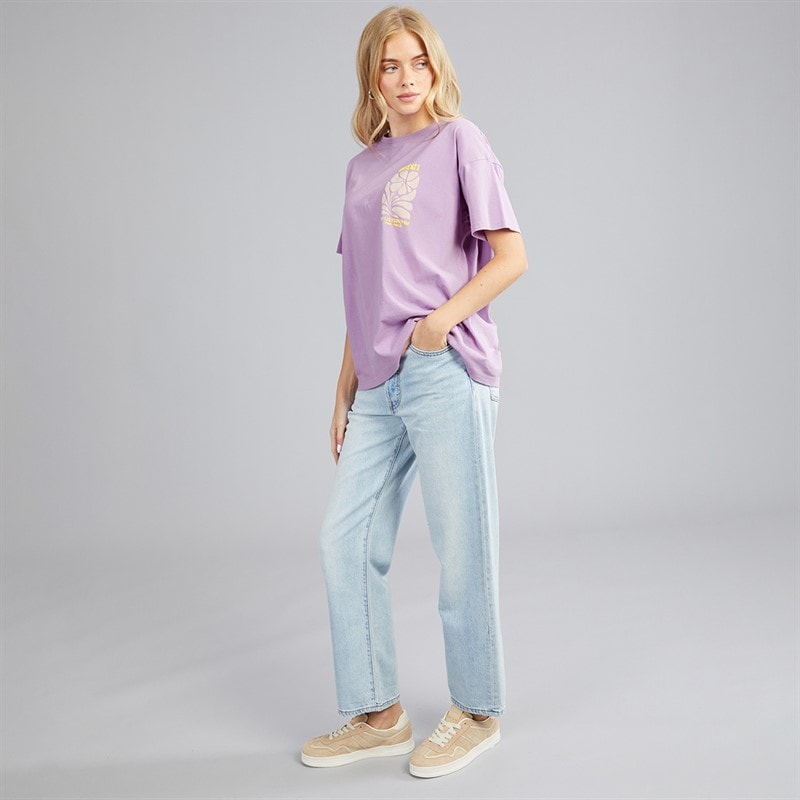 Dame luksus printet t-shirt Purple Acid Wash/Lilac - Billede 4