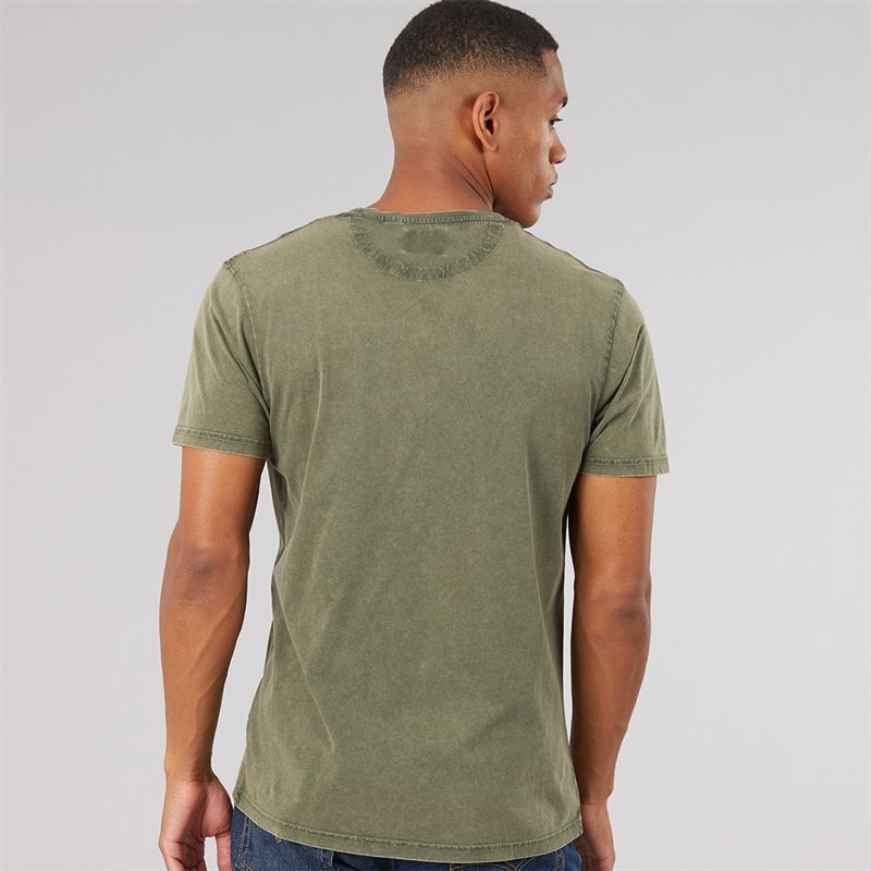 Herre tessiere acid wash t-shirt Khaki Acid Wash - Billede 2