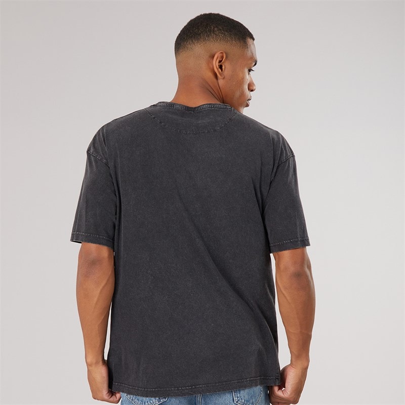 Herre elsdon afslappet pasform t-shirt med rund hals Dark Grey Acid Wash - Billede 2