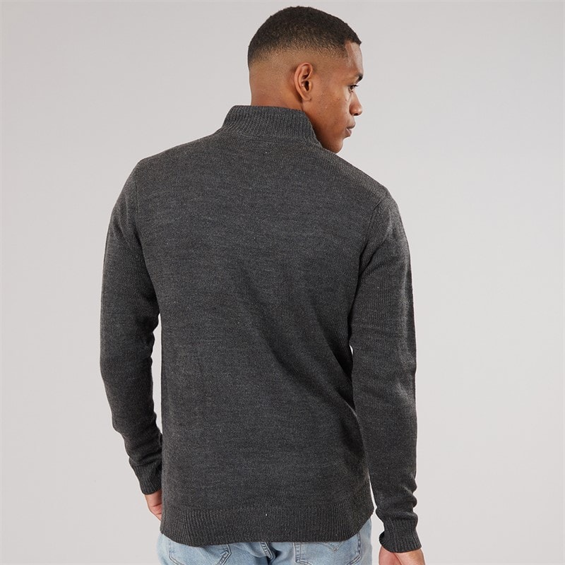 Herre bremner quarter zip trøje med høj hals Dark Charcoal Marl/Jet Black - Billede 2
