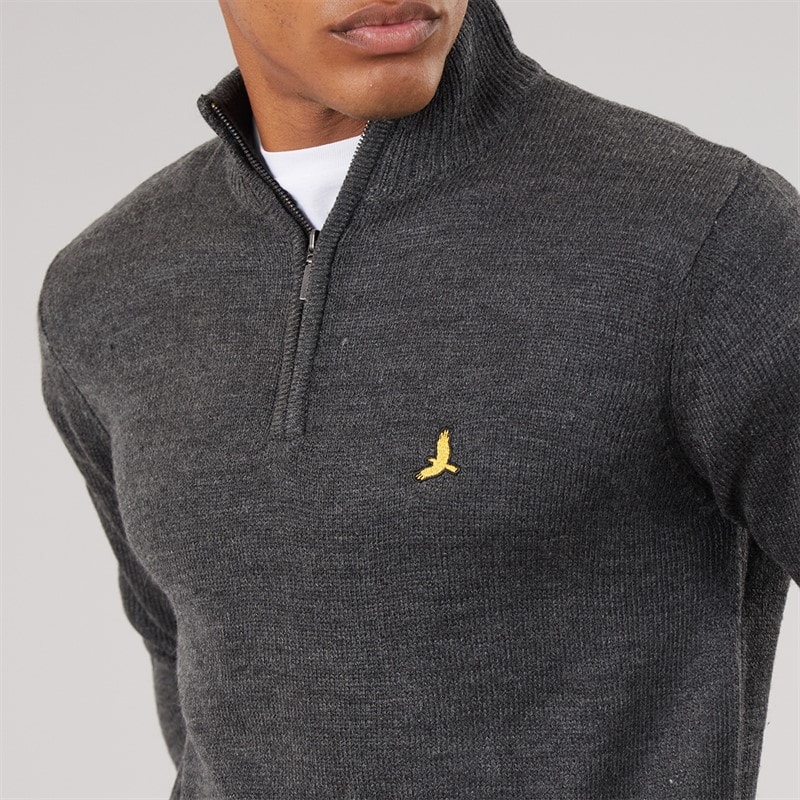 Herre bremner quarter zip trøje med høj hals Dark Charcoal Marl/Jet Black - Billede 3