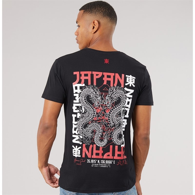 Herre aichi t-shirt med rund hals og korte ærmer Jet Black/Multi Colour Print - Billede 2