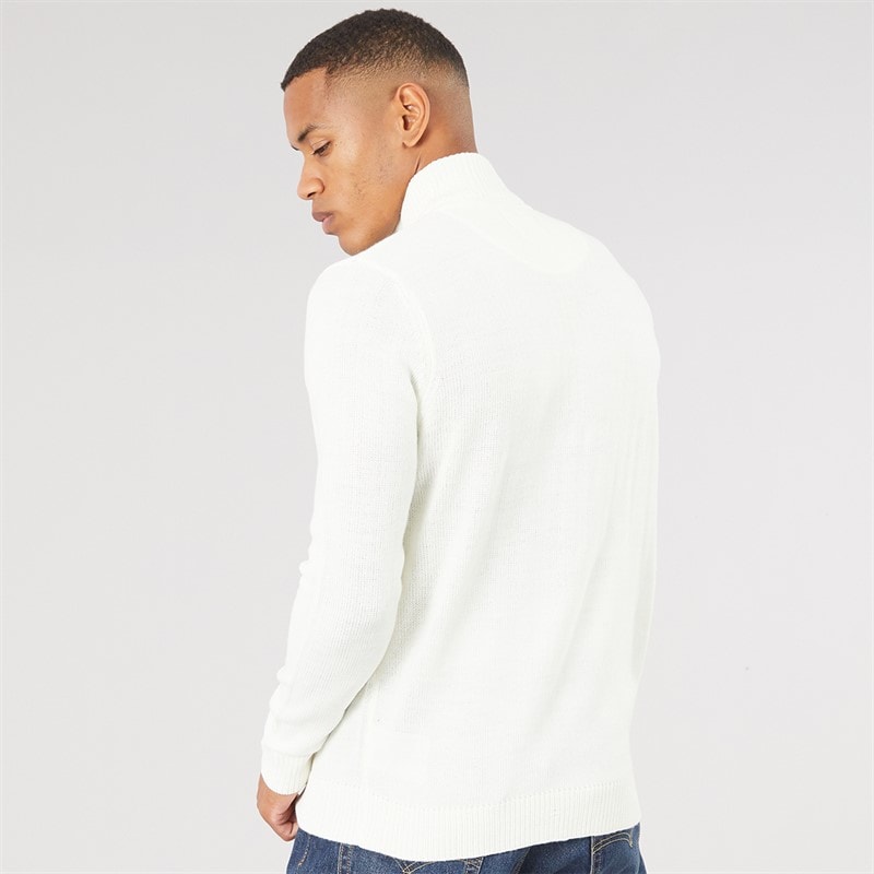 Herre bremner quarter zip trøje med høj hals Vintage Hvid/Sølvgrå - Billede 2