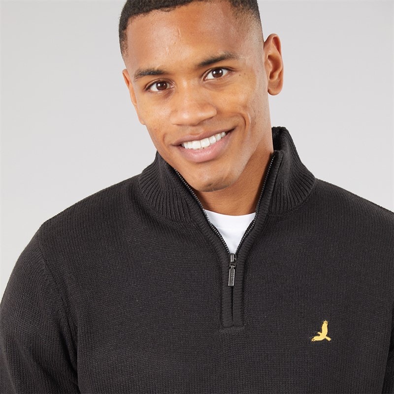 Herre bremner quarter zip trøje med høj hals Jet Black/Dunkel Charcoal Marl - Billede 3
