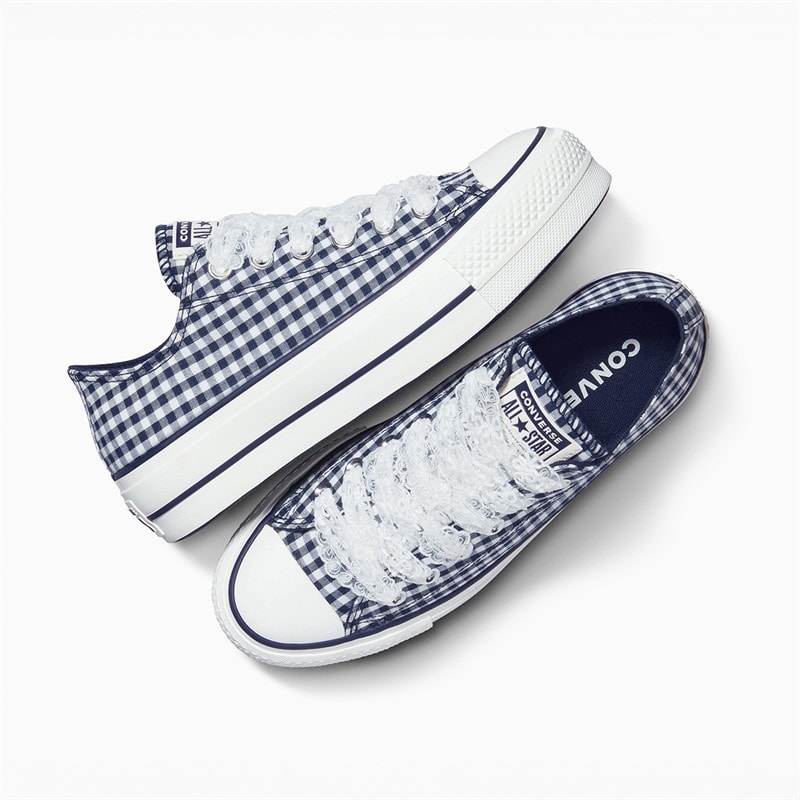 Dame chuck taylor all star lift platform ox gingham sneakers Obsidian/Hvid/Vintage White - Billede 4