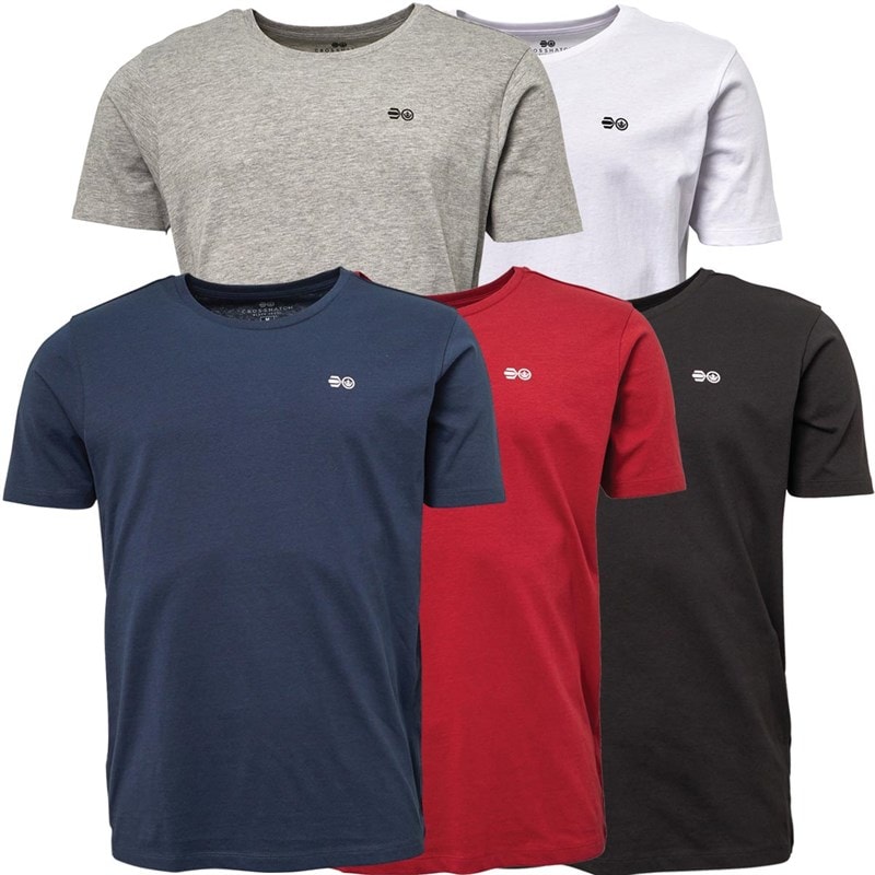 Herre Dellmere fempak t-shirts Hvid/Grå/Rød/Blå/Sort - Billede 1
