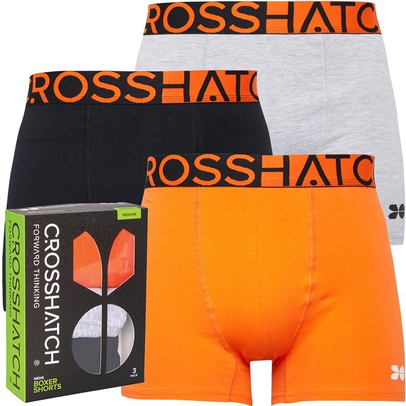 Crosshatch Herre dumas trepak boxershorts - Pack C Sort/Grå Melange/Rød Orange