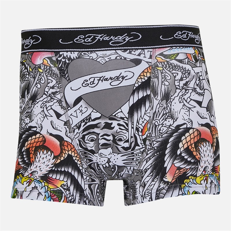 Herre harrop fem-pak boxershorts Sort AOP/Grå Melange/Sort/Hvid AOP/Charcoal Melange - Billede 3