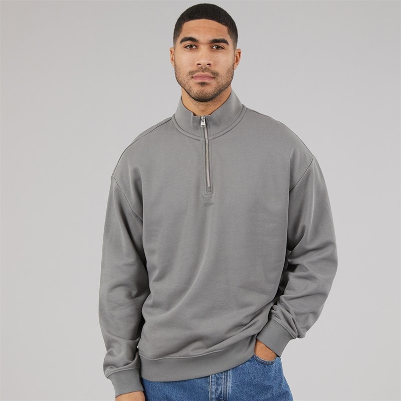 Herre durty244 sweatshirts med halv lynlås Dunkel Grey - Billede 1