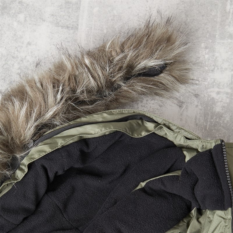 Herre tillor parka med hætte og pelskant, vatteret Khaki/Sort - Billede 4