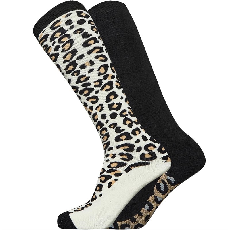 Dame corrine to pakke gummistøvlesokker Sort/Winter White - Billede 1