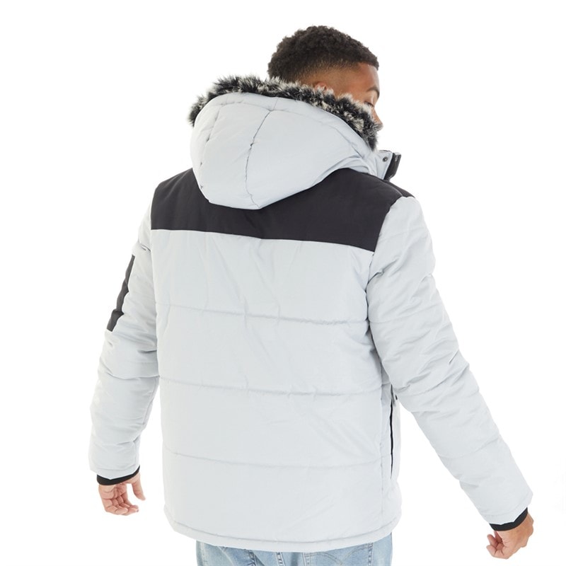 Herre tillor parka med hætte og pelskant, vatteret Frost Grey - Billede 2
