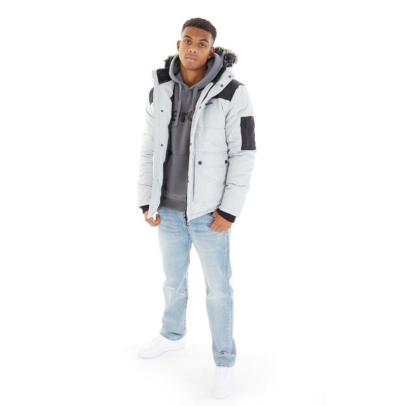 Herre tillor parka med hætte og pelskant, vatteret Frost Grey - Billede 4