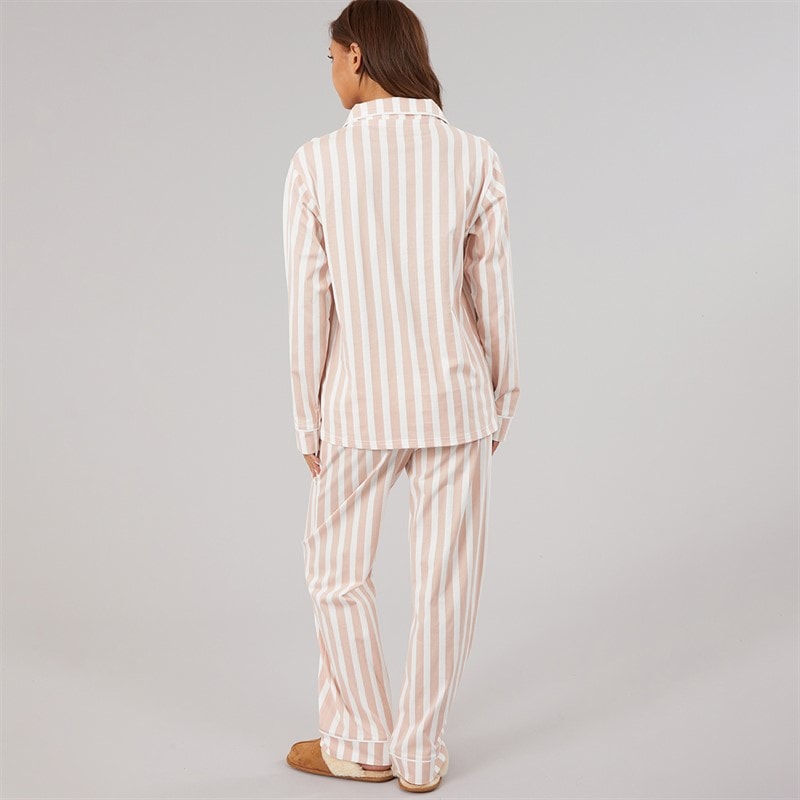 Dame siesta pyjamas Dusky Pink/Hvid Stripe - Billede 2