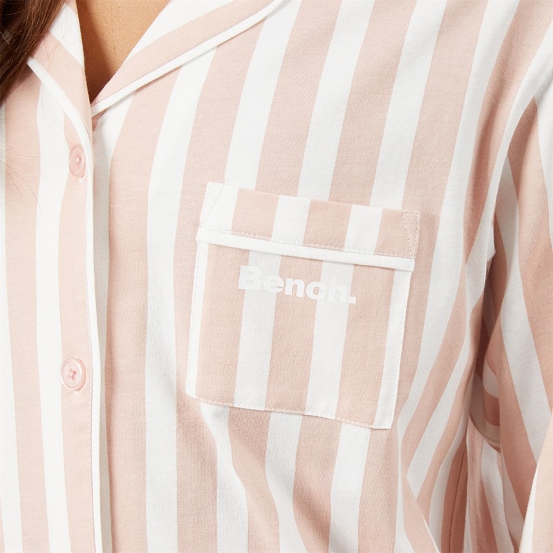 Dame siesta pyjamas Dusky Pink/Hvid Stripe - Billede 3