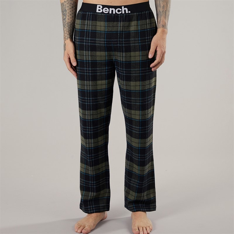 Herre gesho flannel ternede loungbukser Sort/Khaki/Blå/White Check - Billede 3