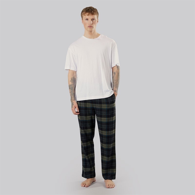 Herre gesho flannel ternede loungbukser Sort/Khaki/Blå/White Check - Billede 4
