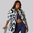 Dame gorla borg fleece Winter White/Marineblå swirl