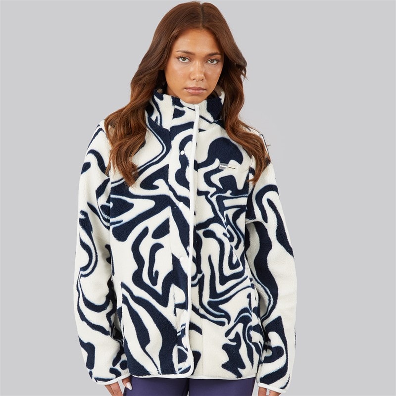 Dame gorla borg fleece Winter White/Marineblå swirl - Billede 3