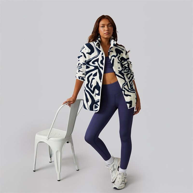 Dame gorla borg fleece Winter White/Marineblå swirl - Billede 4