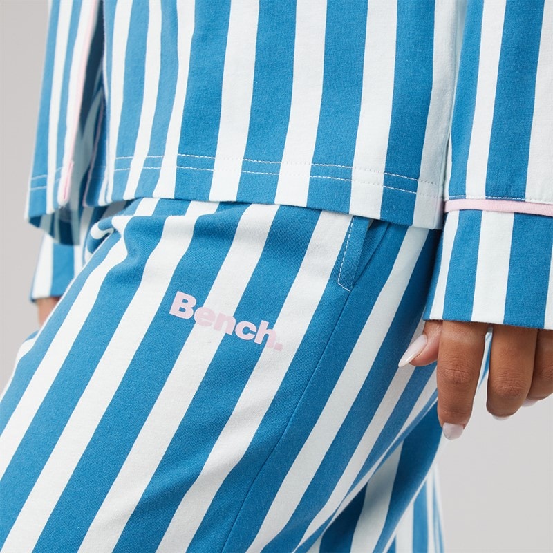 Dame korda pyjamas Teal White Stripe - Billede 5
