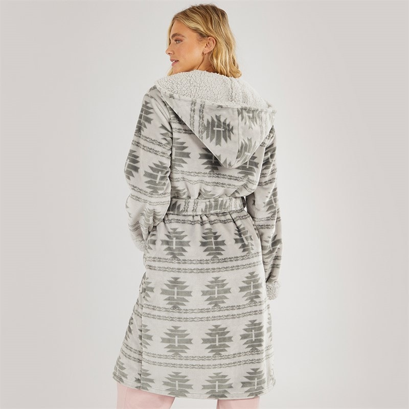 Dame inbee badekåbe Grey Fairisle - Billede 2