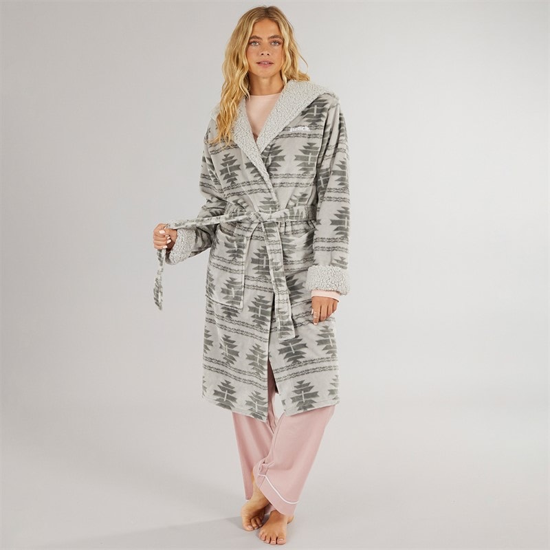 Dame inbee badekåbe Grey Fairisle - Billede 3