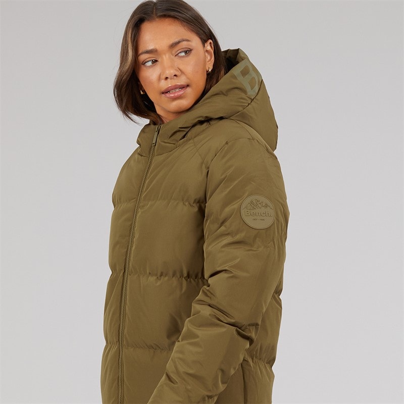 Dame eli maxilængde vandtæt jakke Dark Olive - Billede 3