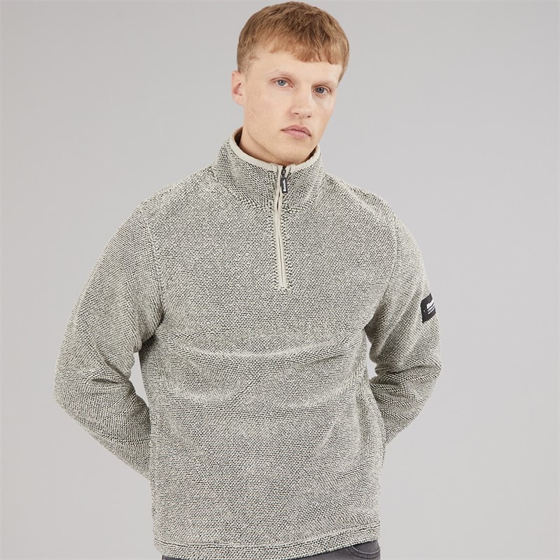 Herre trevyn 1/4 zip funnel neck fleece Cream/Dunkelgrau - Billede 3