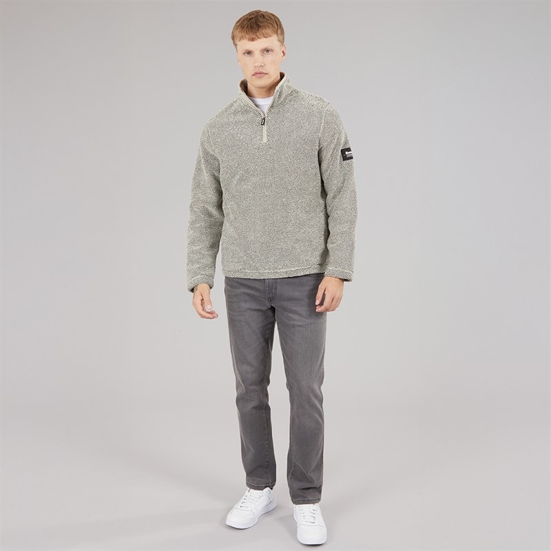 Herre trevyn 1/4 zip funnel neck fleece Cream/Dunkelgrau - Billede 4