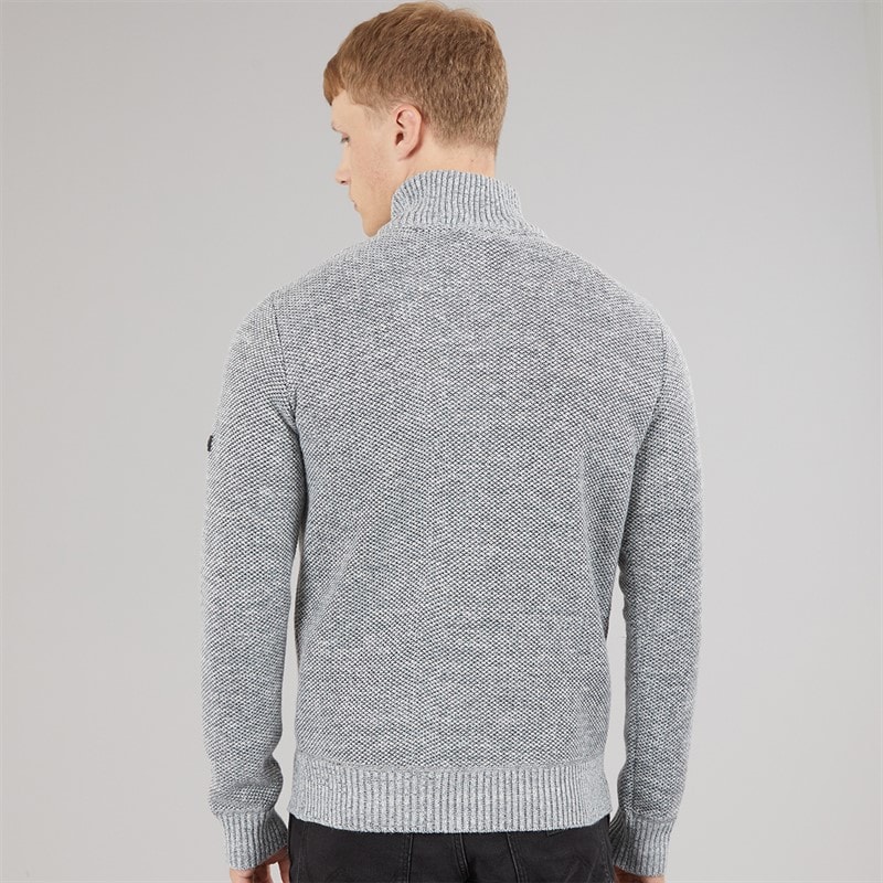 Herre palacio 1/4 zip trøje med høj krave Light Grey Marl - Billede 2