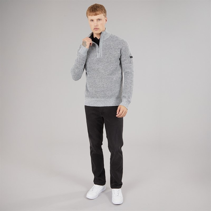 Herre palacio 1/4 zip trøje med høj krave Light Grey Marl - Billede 4