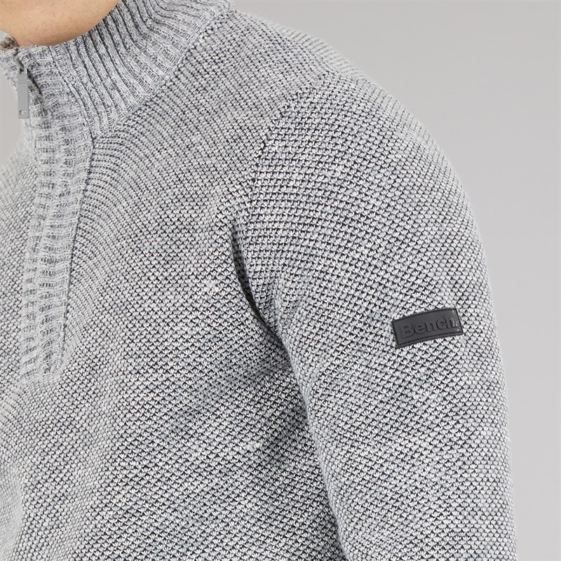 Herre palacio 1/4 zip trøje med høj krave Light Grey Marl - Billede 5