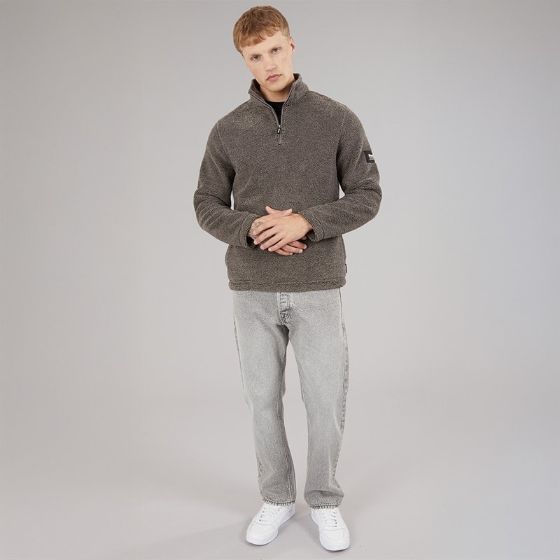 Herre trevyn 1/4 zip funnel neck fleece Dunkelgrau/Sort - Billede 4