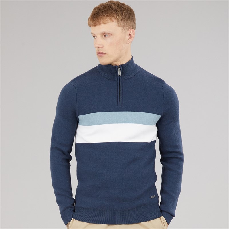 Herre zabian 1/4-lynlås funnel neck striktrøje Navy - Billede 3