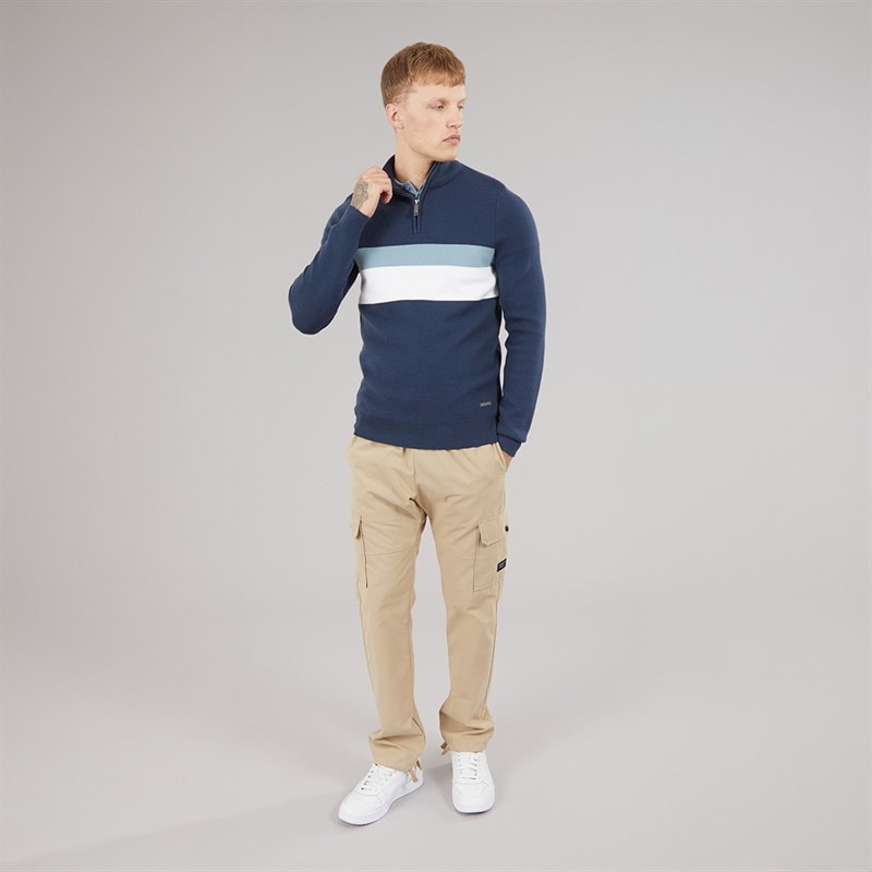 Herre zabian 1/4-lynlås funnel neck striktrøje Navy - Billede 4